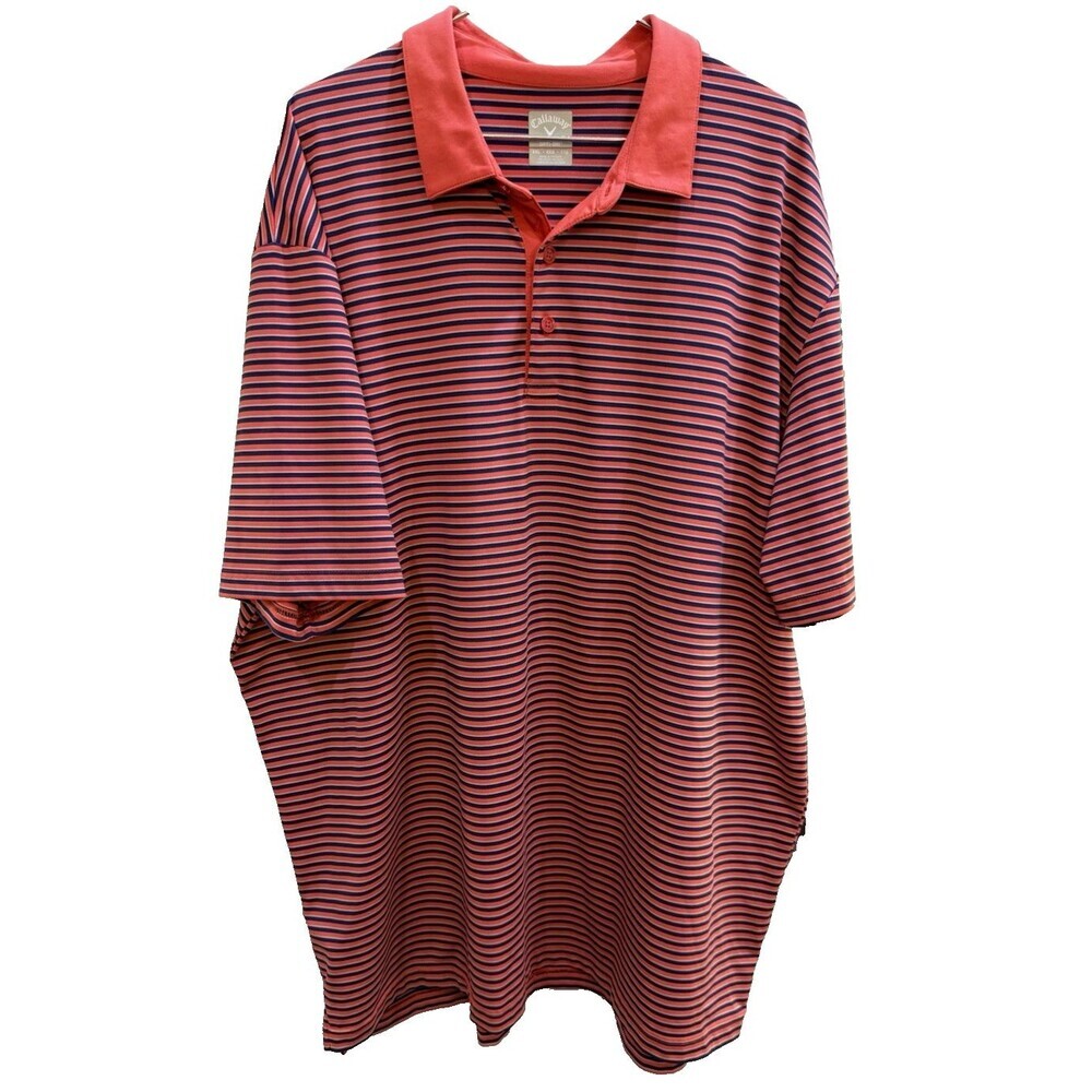 PGA Tour Men’s Set of 2 Golf Polo Shirt Sz XXL Blue Orange Striped Stretch - Picture 5 of 15